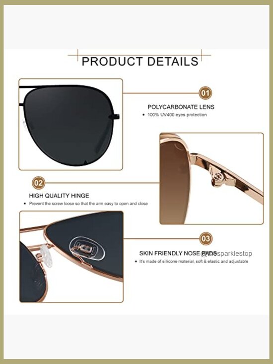 Oversized Aviator Sunglasses with UV Protection Metal Frame main image 6